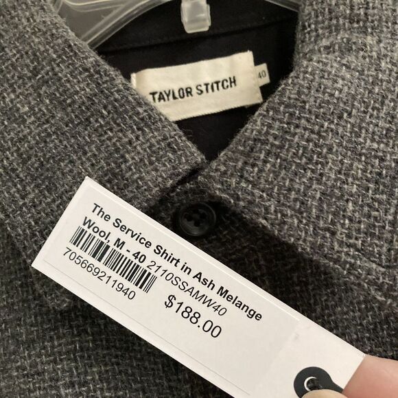 Taylor Stitch The Service Shirt In Ash Melange Wool NEW - Picture 7 of 9